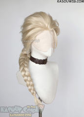 Lace Front>> Queen Elsa pale blonde long braid cosplay wig