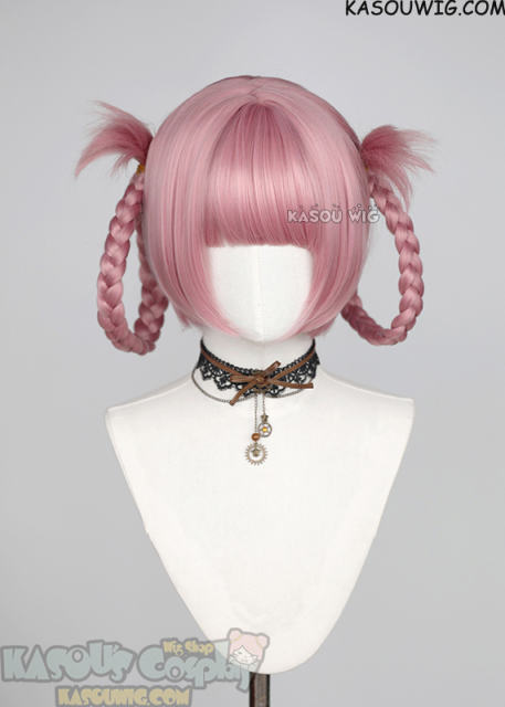 Call of the Night/Yofukashi no Uta Nazuna Nanakusa grayish pink bob wig with pre-tied braids