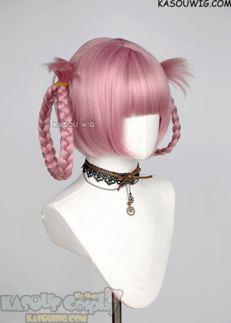 Call of the Night/Yofukashi no Uta Nazuna Nanakusa grayish pink bob wig with pre-tied braids