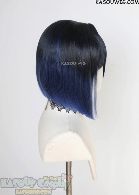 Genshin Impact Yelan black blue ombre wig