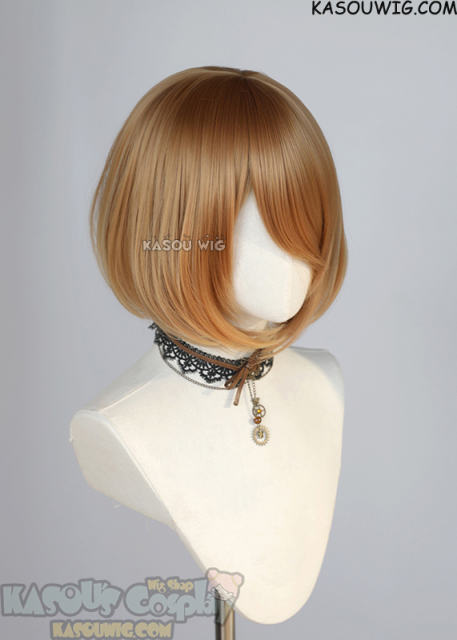 S-6 / KA018 dark ginger orange short bob wig with long bangs