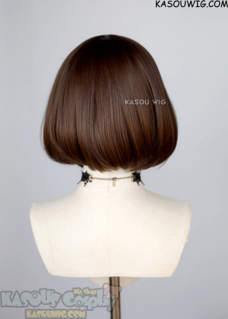 S-6 / KA028 bistre brown short bob wig with long bangs