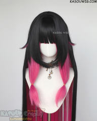 Genshin Impact Damselette Columbina 100cm long thick straight wig black+pink