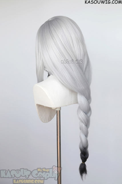 Genshin Impact Shenhe 95cm long braided wig dyed gray