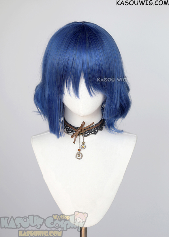 Bocchi the Rock Ryou Yamada short grayish blue curly bob wig