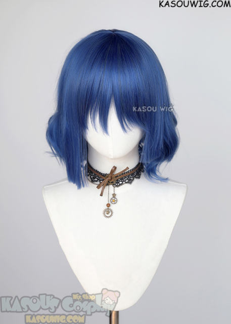 Bocchi the Rock! Ryou Yamada short grayish blue curly bob wig