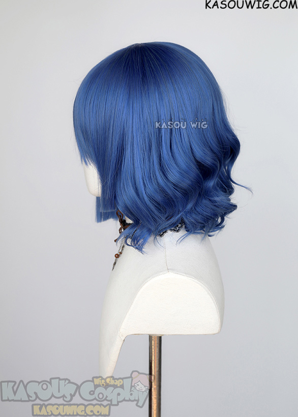 Bocchi the Rock Ryou Yamada short grayish blue curly bob wig