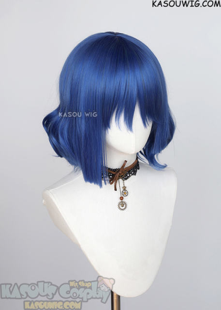 Bocchi the Rock! Ryou Yamada short grayish blue curly bob wig