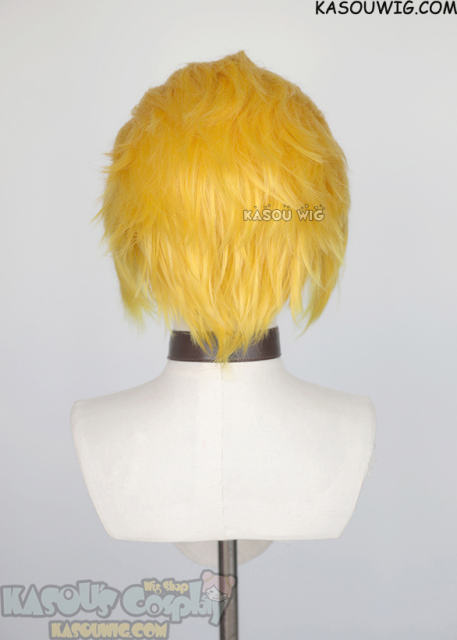 Lace Front>> Bright yellow all back spiky synthetic cosplay wig LFS-1/SP35