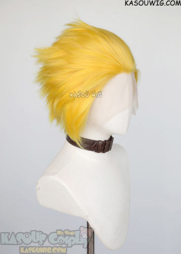Lace Front>> Bright yellow all back spiky synthetic cosplay wig LFS-1/SP35