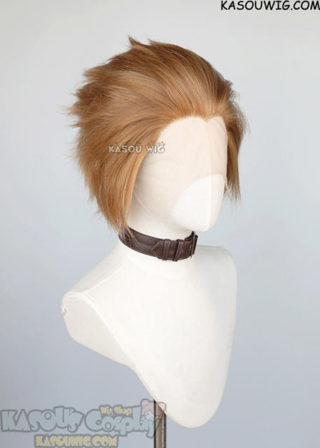 Lace Front>> Caramel brown all back spiky synthetic cosplay wig LFS-1/KA023