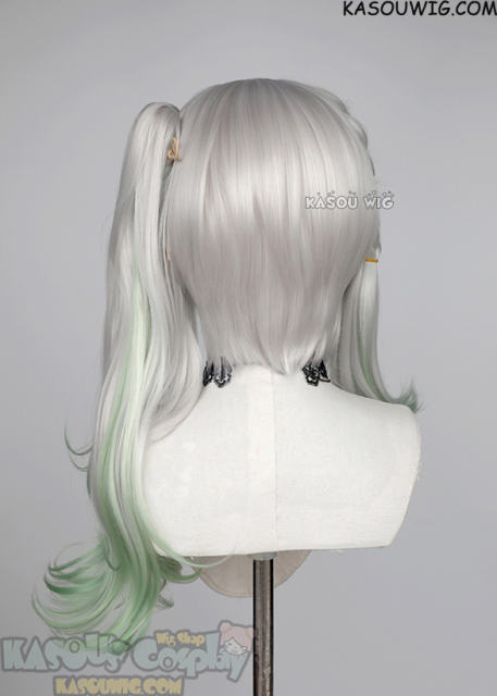 Genshin Impact Nahida silver white ponytail wig dyed green