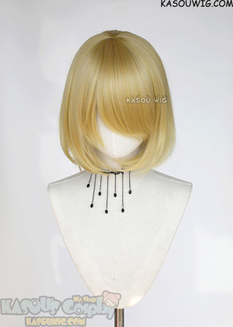 S-6 KA010 light yellow blonde short bob wig with long bangs