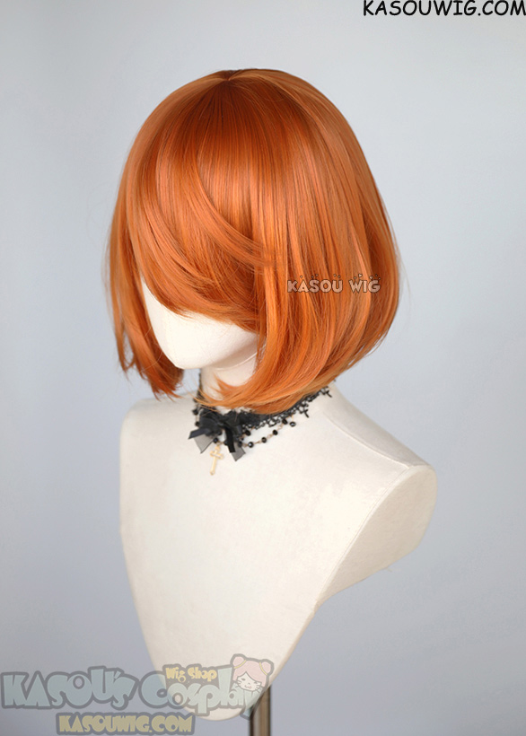 S 6 KA021 burnt orange short bob wig with long bangs