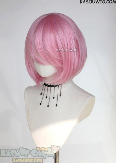 S-6 KA034 baby pink short bob wig with long bangs