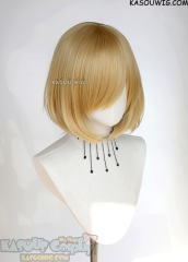 S-6 KA011 honey butter blonde short bob wig with long bangs