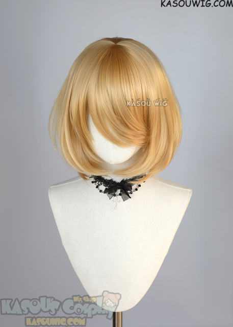 S-6 KA012 golden blonde short bob wig with long bangs