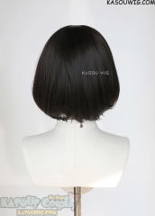 S-6 KA031 the deepest brown short bob wig with long bangs