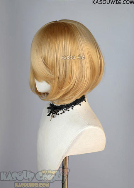 S-6 KA012 golden blonde short bob wig with long bangs