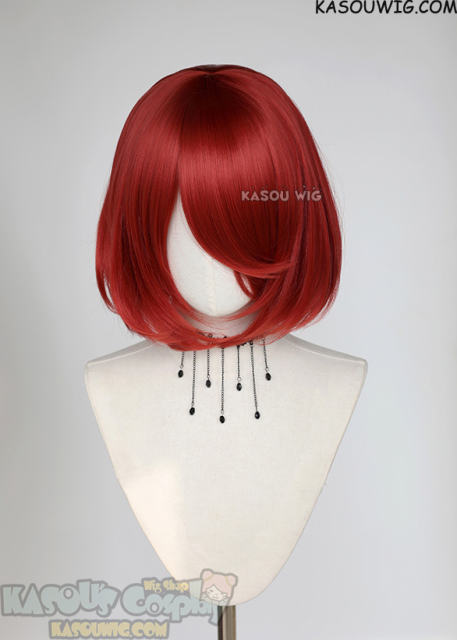 S-6 KA042 apple red short bob wig with long bangs