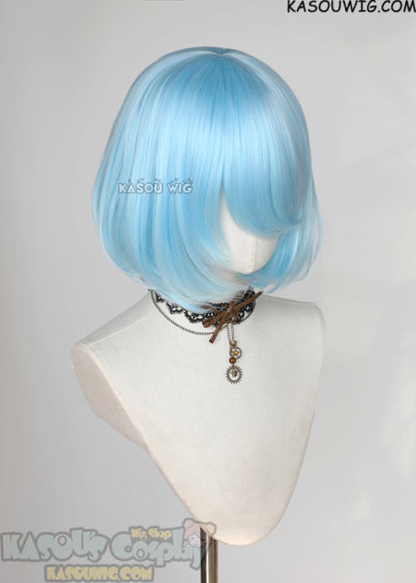 S-6 KA046 light blue short bob wig with long bangs