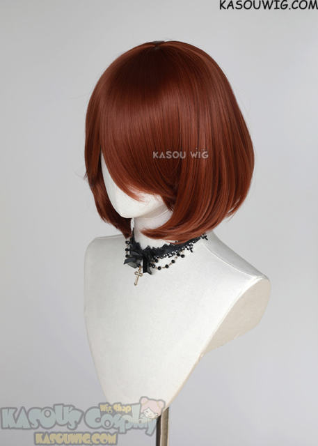 S-6 KA044 Auburn Red short bob wig with long bangs