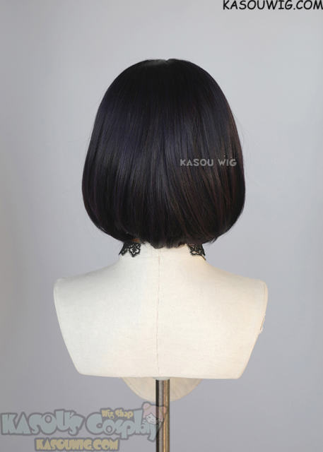 S-6 SP31 Deep Purple short bob wig with long bangs