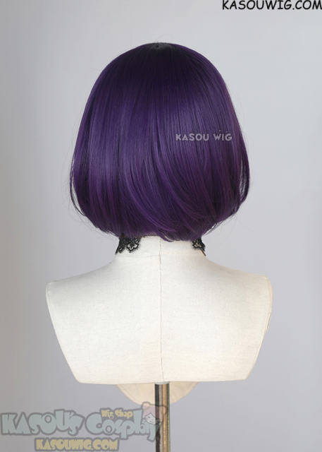 S-6 SP37 Indigo Purple short bob wig with long bangs