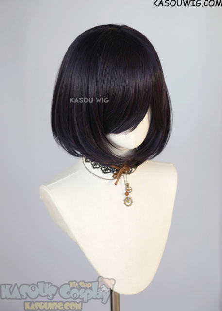 S-6 SP31 Deep Purple short bob wig with long bangs