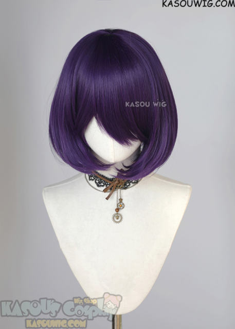 S-6 SP37 Indigo Purple short bob wig with long bangs