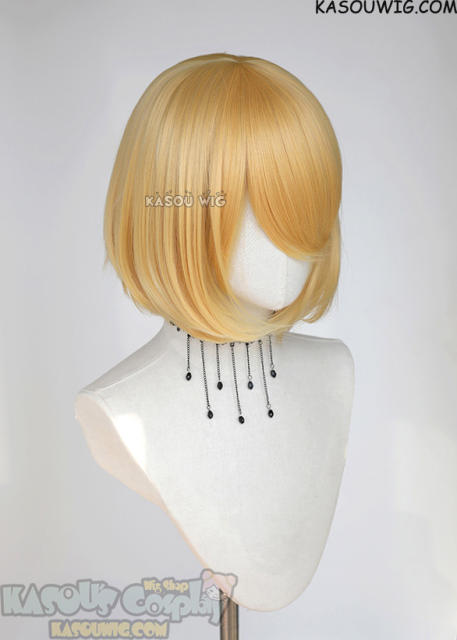 S-6 SP01 pastel yellow short bob wig with long bangs