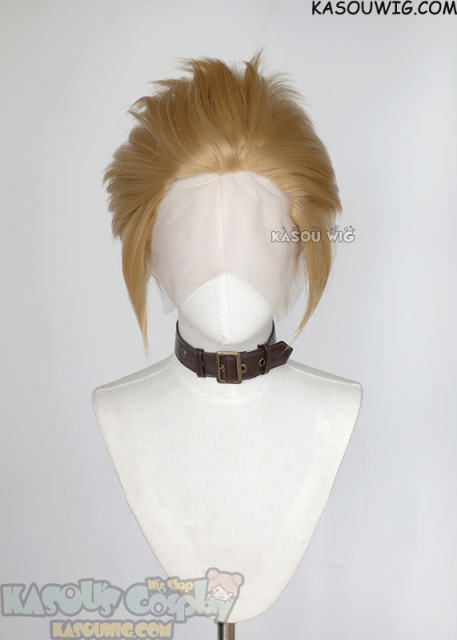 Lace Front>> Golden Blonde all back spiky synthetic cosplay wig LFS-1/KA012