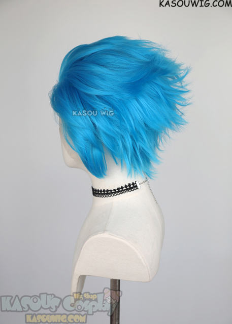 Lace Front>> blue all back spiky synthetic cosplay wig LFS-1/KA047