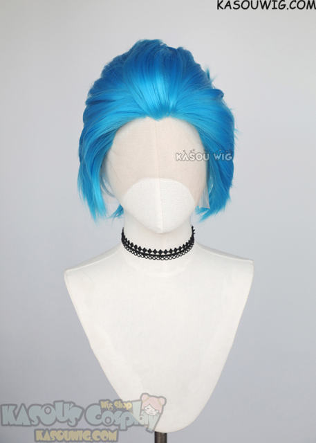 Lace Front>> blue all back spiky synthetic cosplay wig LFS-1/KA047