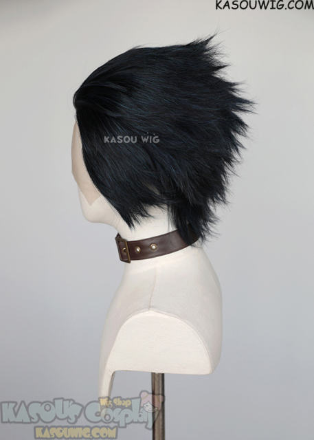 Lace Front>> Black blue all back spiky synthetic cosplay wig LFS-1/KA052