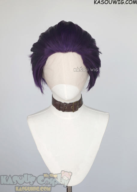 Lace Front>> Indigo Purple all back spiky synthetic cosplay wig LFS-1/SP37