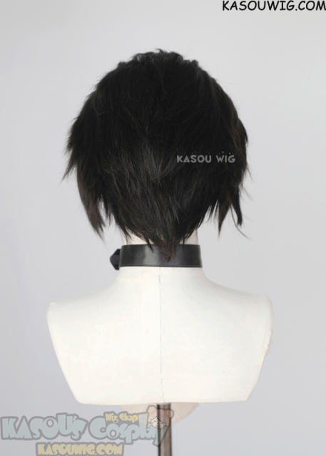 Lace Front>> natural black all back spiky synthetic cosplay wig LFS-1/KA031A