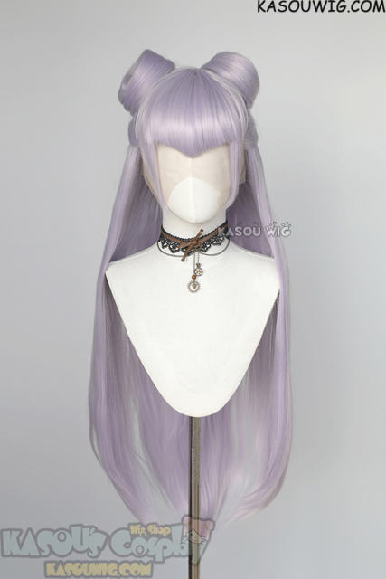 Lace Front>>League of Legends  KDA Evelynn 100cm long silver lilac straight wig with rolls