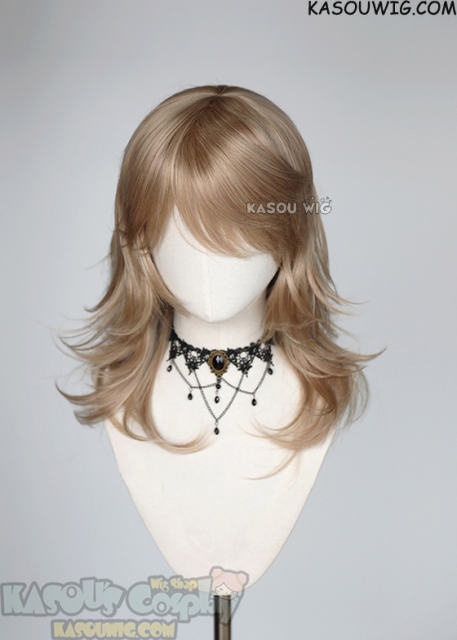 M-3 KA015 ash blonde 52cm long layered choppy wig