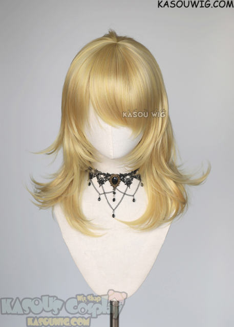 M-3 KA010 light yellow blonde 52cm long layered choppy wig