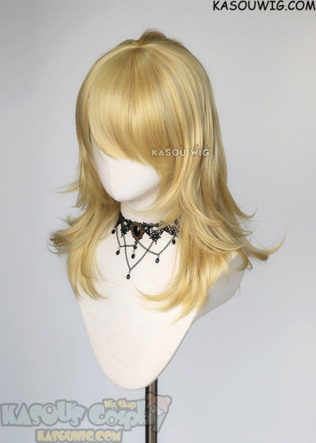 M-3 KA010 light yellow blonde 52cm long layered choppy wig