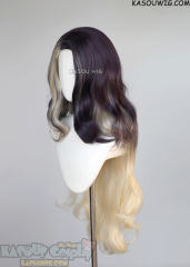 League of Legends Coven Ahri 90cm long wavy blackish purple and blonde wig