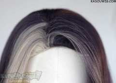 League of Legends Coven Ahri 90cm long wavy blackish purple and blonde wig
