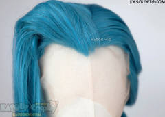 Lace Front>> League of Legends Arcane Jinx 140cm long mixed gryish blue twin braids wig