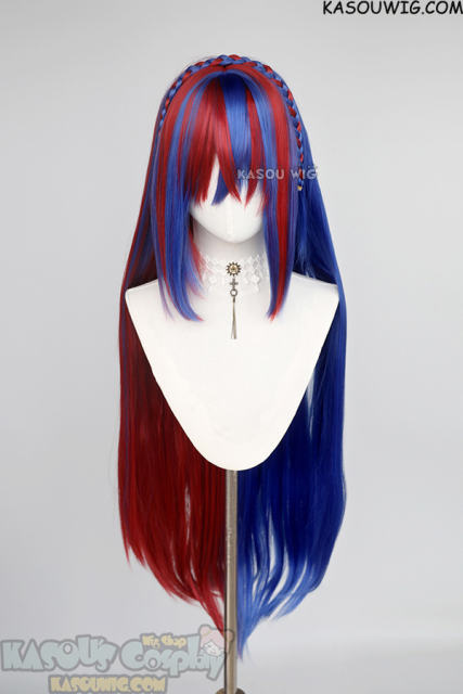 Fire Emblem Engage Alear female version 100cm long red blue split wig