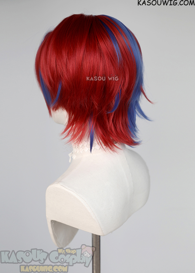 Fire Emblem Engage Alear male version short red blue split wig