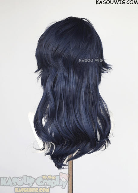 Genshin Impact Regrator Pantalone deep blue wavy wig