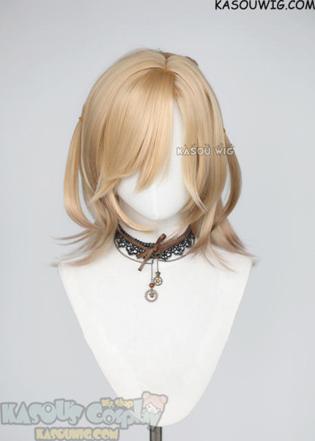 Genshin Impact Kaveh medium layered blonde brown gradient wig