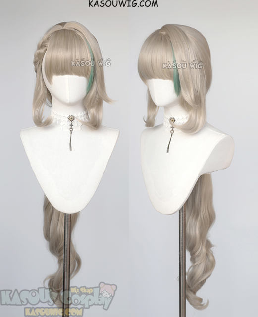 Genshin Impact Lynette 100cm long ash blonde ponytail wig