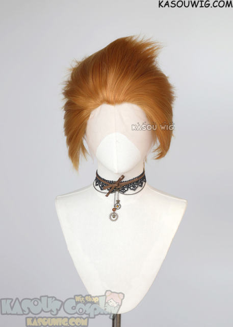 Lace Front>> carrot orange all back spiky synthetic cosplay wig LFS-1/KA019